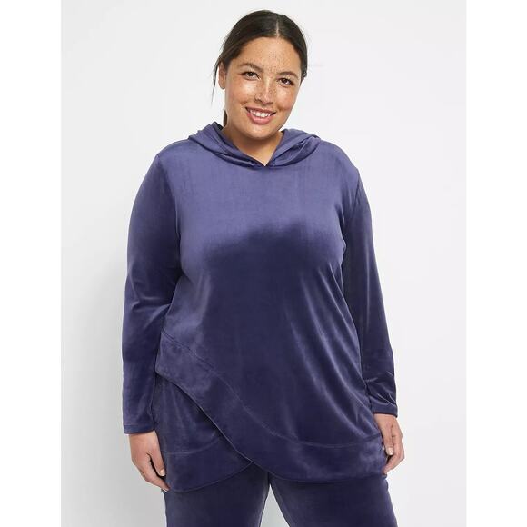 LIVI Lane Bryant Purple Velour Hoodie Lounge Casual Cozy Comort Womens 18/20 - Picture 1 of 5